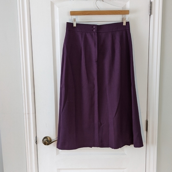 VINTAGE Lana Lee purple burgundy pleated midi skirt size Medium Large @A9 - Picture 7 of 9